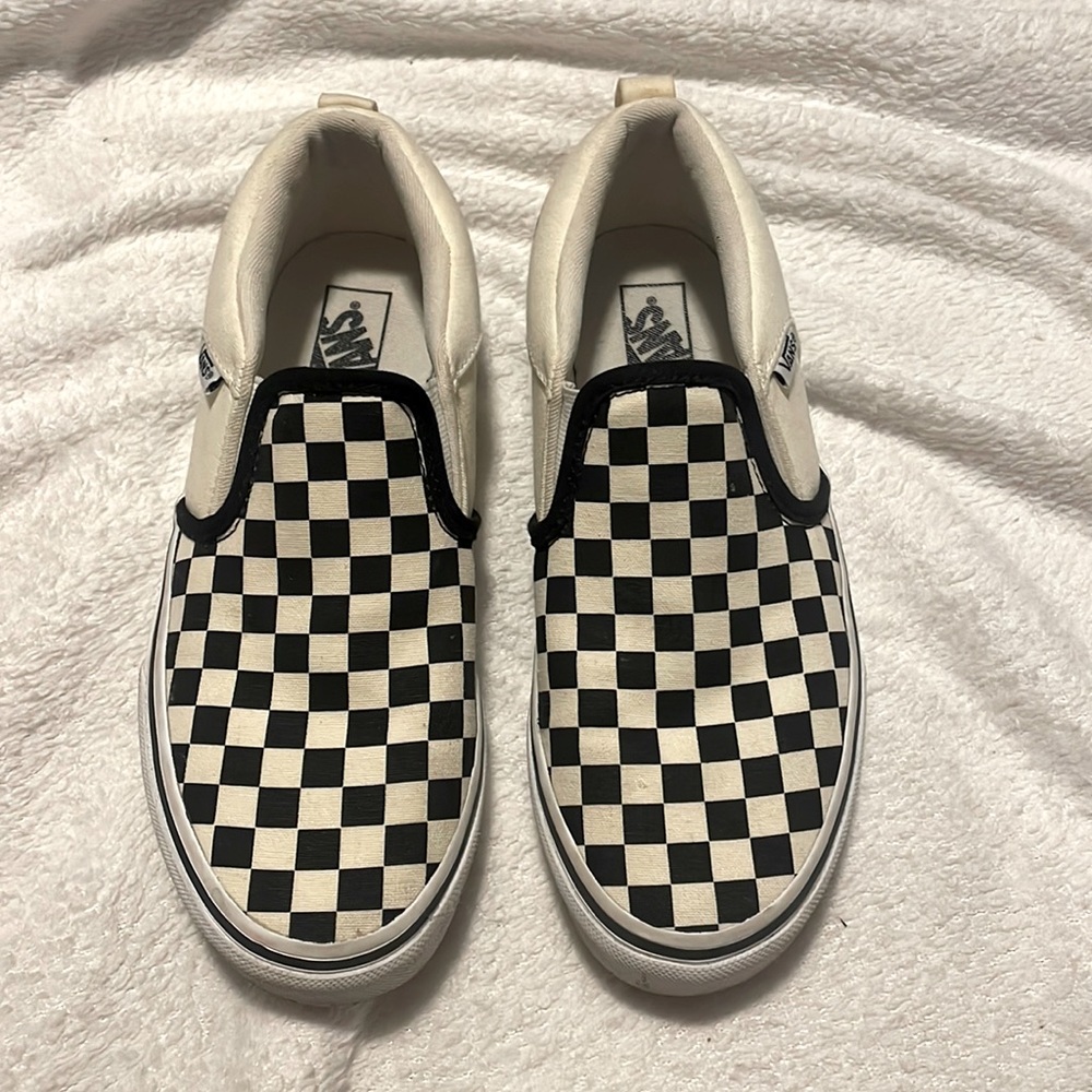 Vans Asher Checkered Slip Ons.